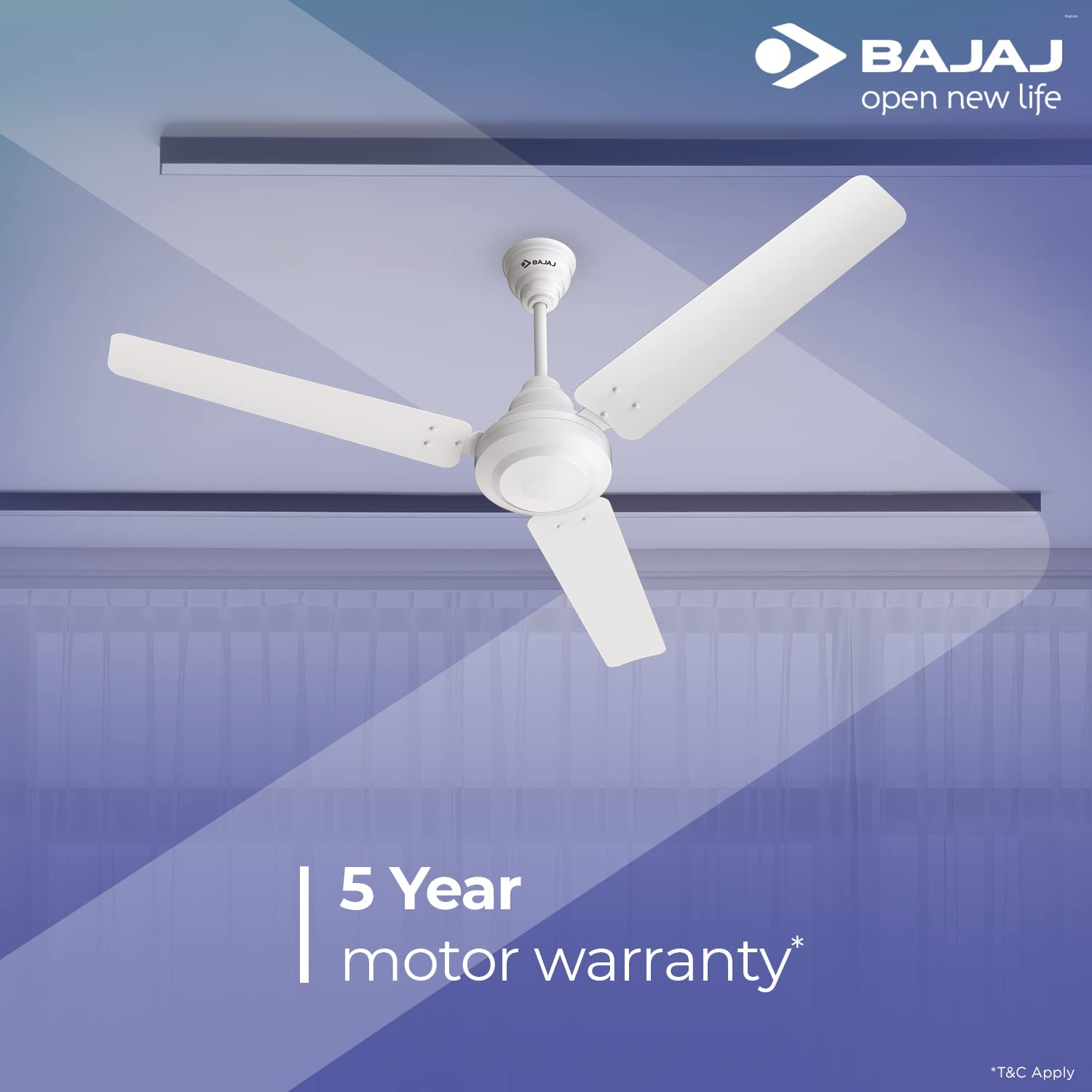 Bajaj Energos 26 1200MM (48 Inch) BLDC Ceiling Fan With Remote | BEE 5 Stars Rated | Energy Efficient Ceiling Fan For Home 【Glossy White】