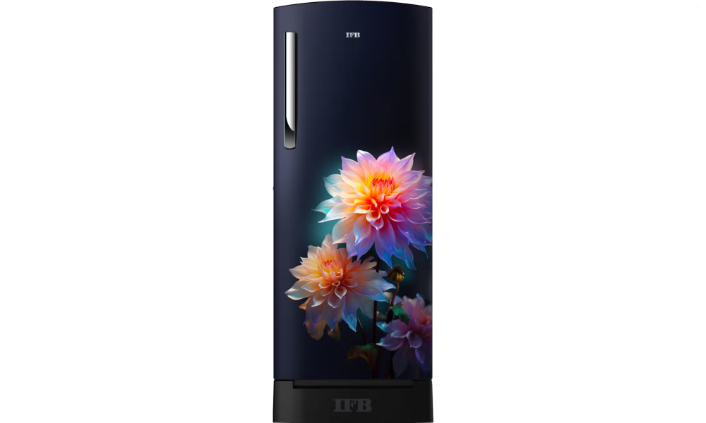 IFB 206 L 3 Star Direct Cool Refrigerator, Flower Pattern, DIVINE BLISS Blue + BLACK PED, Inverter Compressor 2026