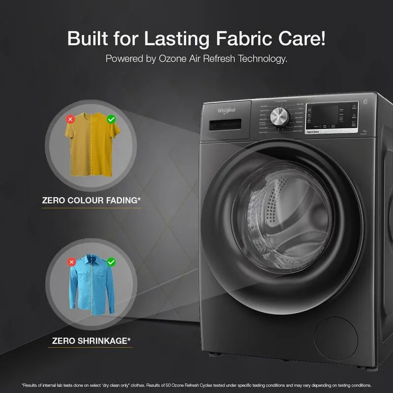 whirlpool Xpert Care 9kg 5 Star Front-Load Washing Machine with Ozone Air Refresh Technology and In-Built Heater