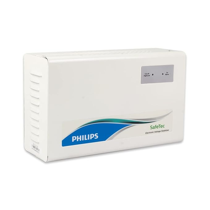 Philips Safetec Electronic Voltage Stabilizer for AC Up to 2 Ton (Working Range: 170V-270V), White