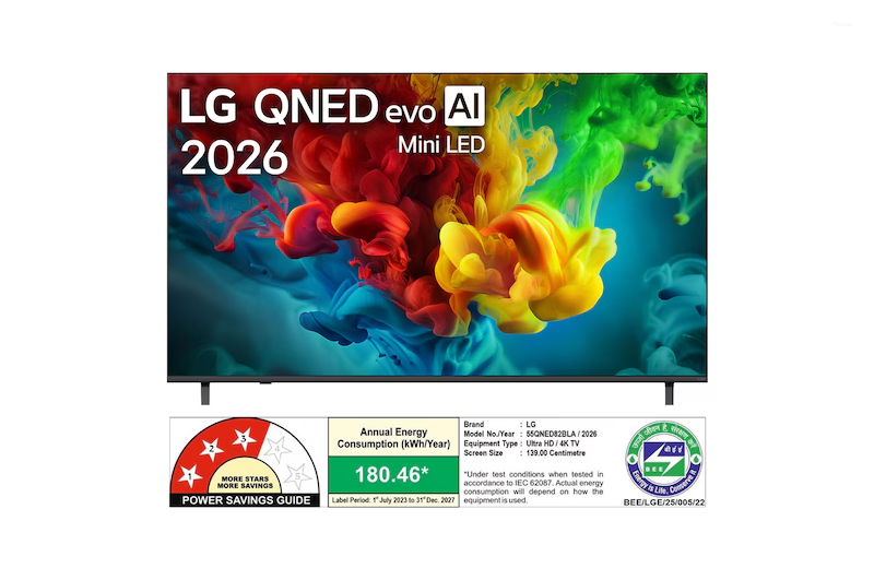 LG QNED evo AI 4K MiniLED TV 55QNED82BLA with α8 AI Processor Gen3, with Dolby Atmos 2026