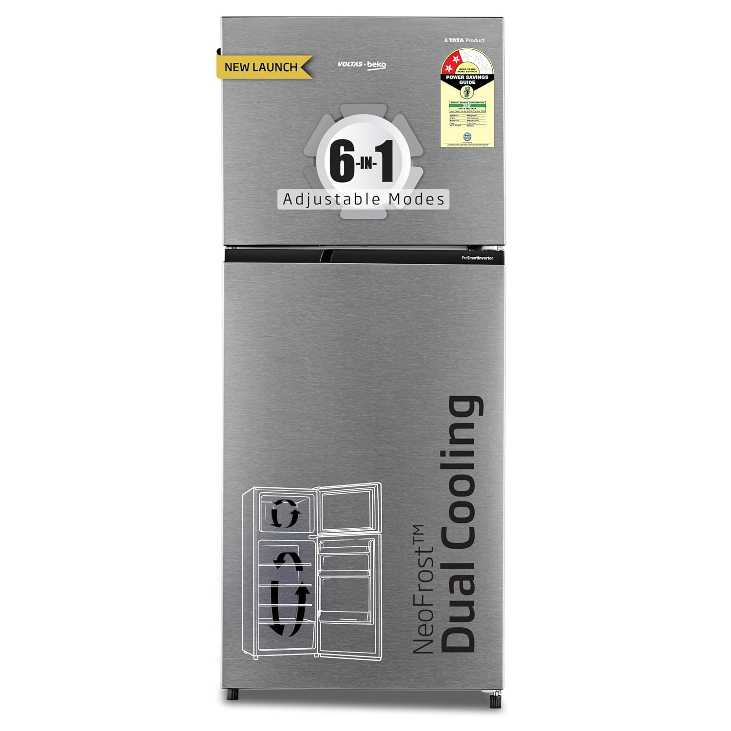 Voltas Beko 243 L Frost Free Double Door 2 Star Refrigerator (BRUSHED SILVER, RFF280D / WPXIR0I0000GO)