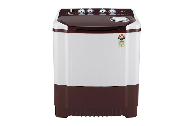 LG 8Kg Semi Automatic Washing Machine, Roller Jet Pulsator + Soak, Burgundy, 5 Star