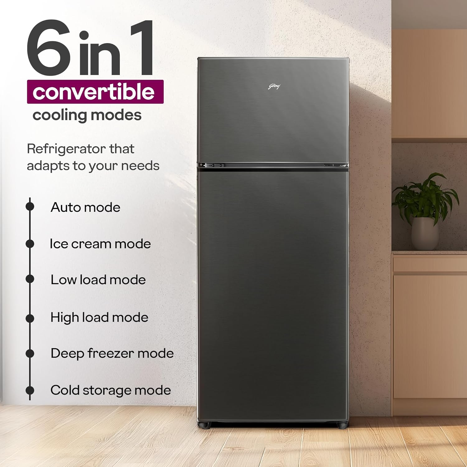 Godrej 244 L Frost Free Double Door 4 Star Convertible Refrigerator  with 6-In-1 Convertible Freezer With 95%+ Food Surface Disinfection (Fossil Steel Grey, RT EONVALOR 280D RCIF FS ST)