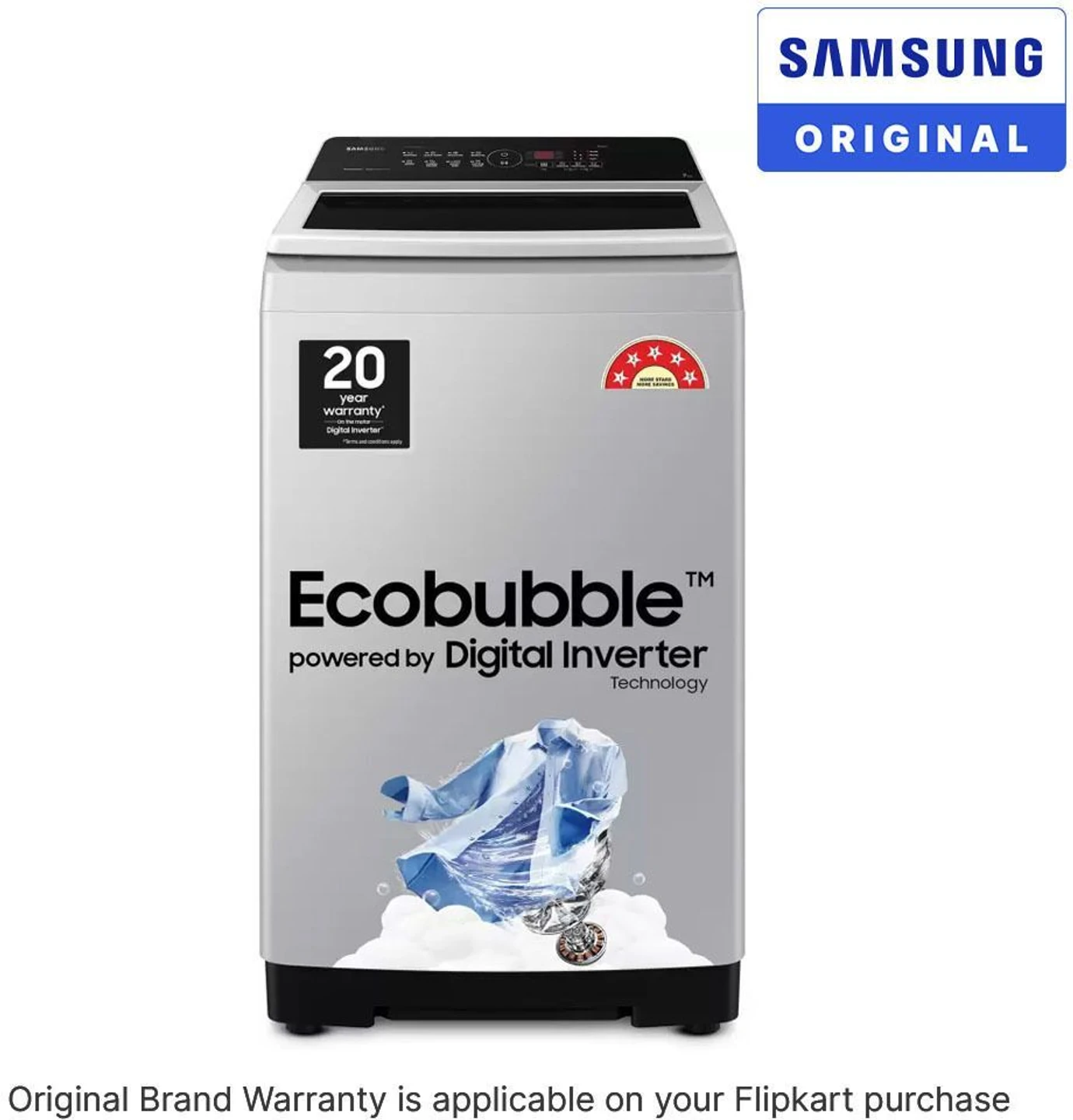 Samsung 7 kg 5 Star, Ecobubble, Soft Closing Door, Digital Inverter Fully Automatic Top Load Grey (WA70BG4441YYTL)