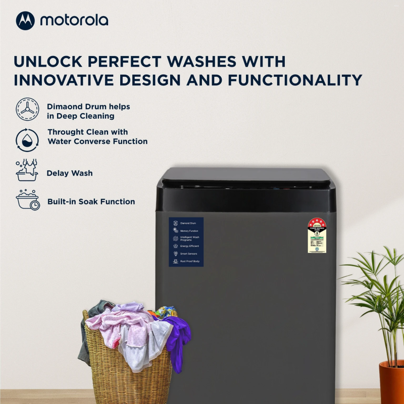 MOTOROLA 7 kg Fully Automatic Top Load Grey (MTTL705NNNEB)