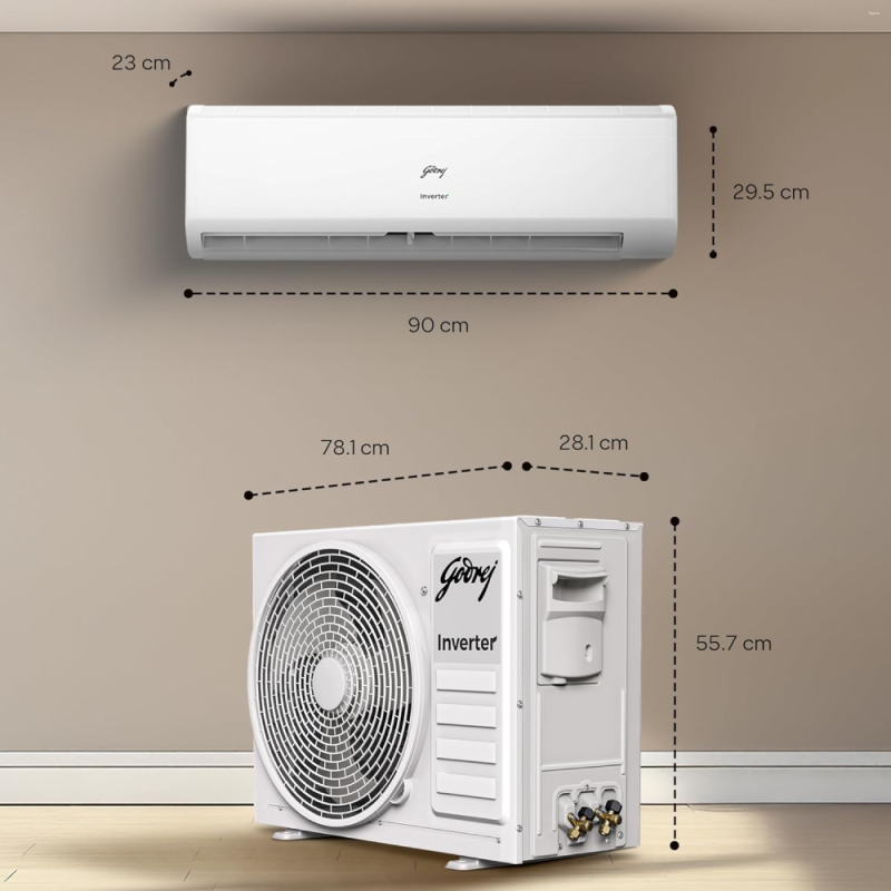 Godrej 1.5 Ton 5 Star,New Star rated, 5 Years Comprehensive Warranty, AI powered, 5-In-1 Convertible Cooling Inverter Split AC (Copper, Heavy Duty Cooling at 52 °C, AC 1.5T EC HIC 18J5TG WA, White)