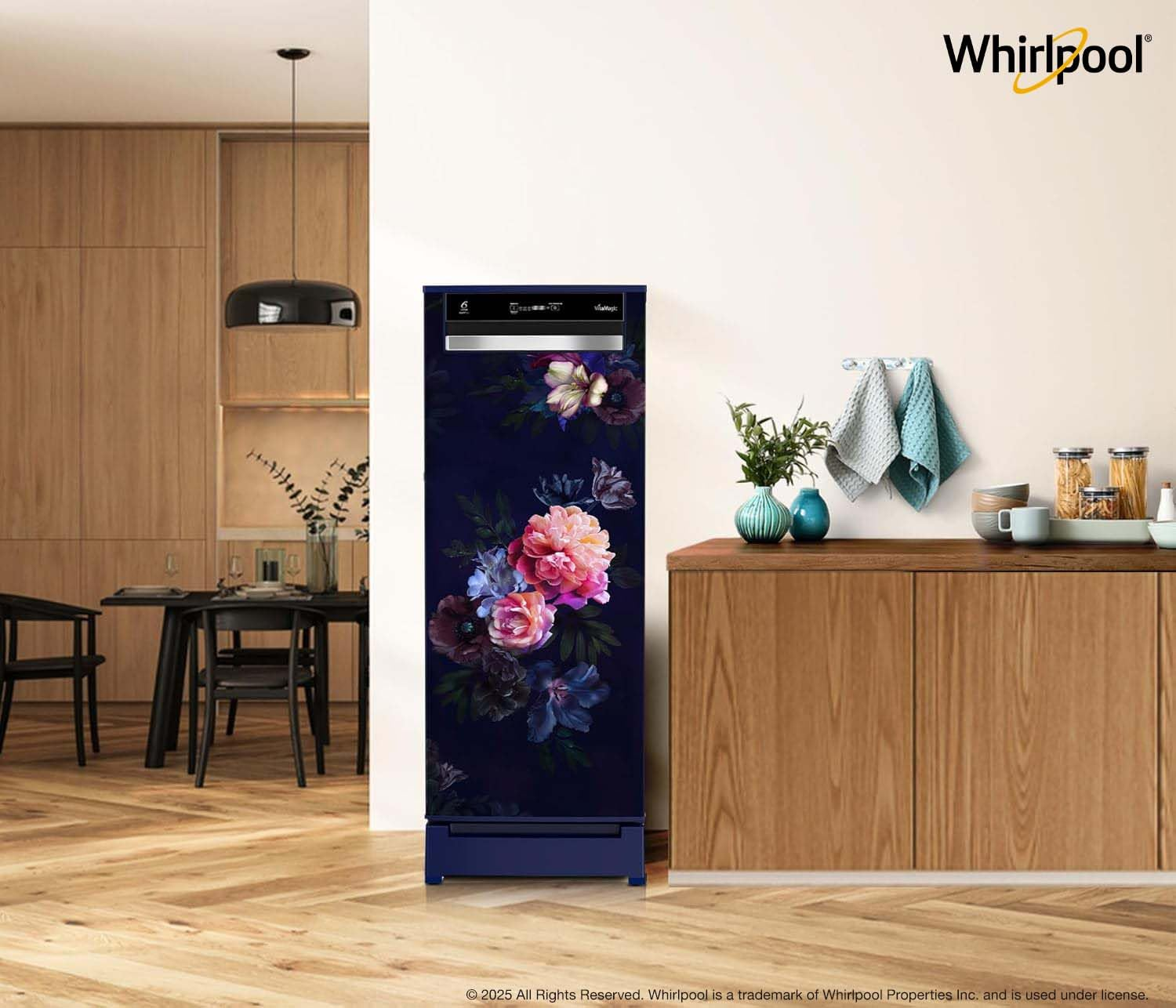 Whirlpool 207 L 4 Star Vitamagic PRO Frost Free Direct-Cool Single Door Refrigerator (230 VMPRO ROY 4S Inv BLUE BELLE EPOQUE-Z, Blue, Auto Defrost Technology)