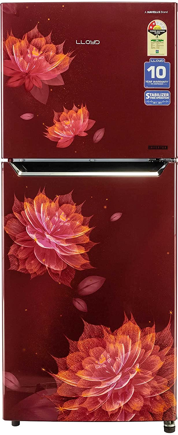 Lloyd 276 L 2 Star Inverter Frost Free Double Door Refrigerator (GLFF282ASRT1PB, Sakura Red)